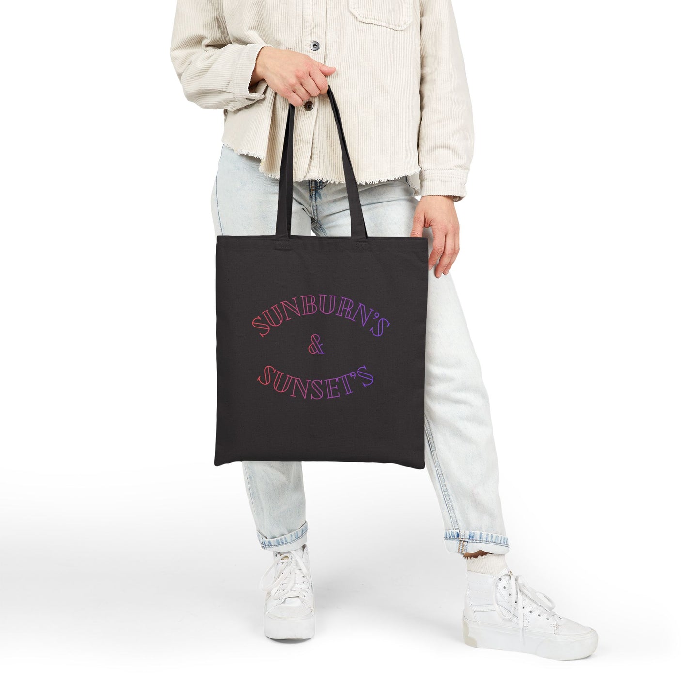Canvas Tote Bag — 'Sunburns & Sunsets' Pastel Graphic Beach Shopper