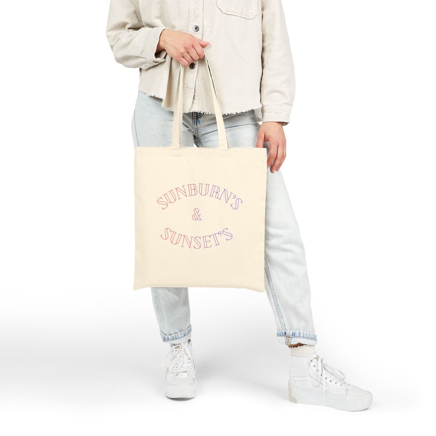 Canvas Tote Bag — 'Sunburns & Sunsets' Pastel Graphic Beach Shopper