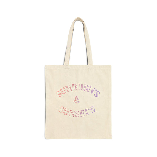 Canvas Tote Bag — 'Sunburns & Sunsets' Pastel Graphic Beach Shopper