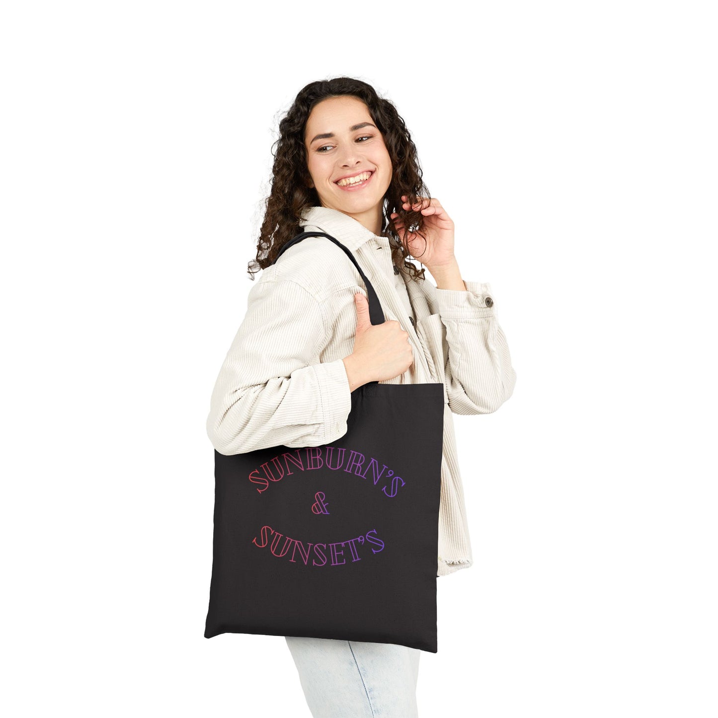 Canvas Tote Bag — 'Sunburns & Sunsets' Pastel Graphic Beach Shopper