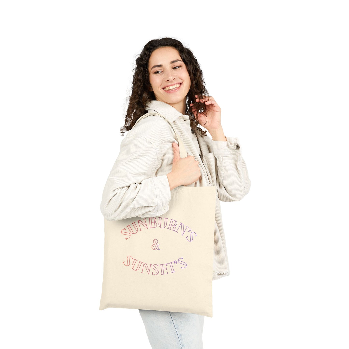 Canvas Tote Bag — 'Sunburns & Sunsets' Pastel Graphic Beach Shopper