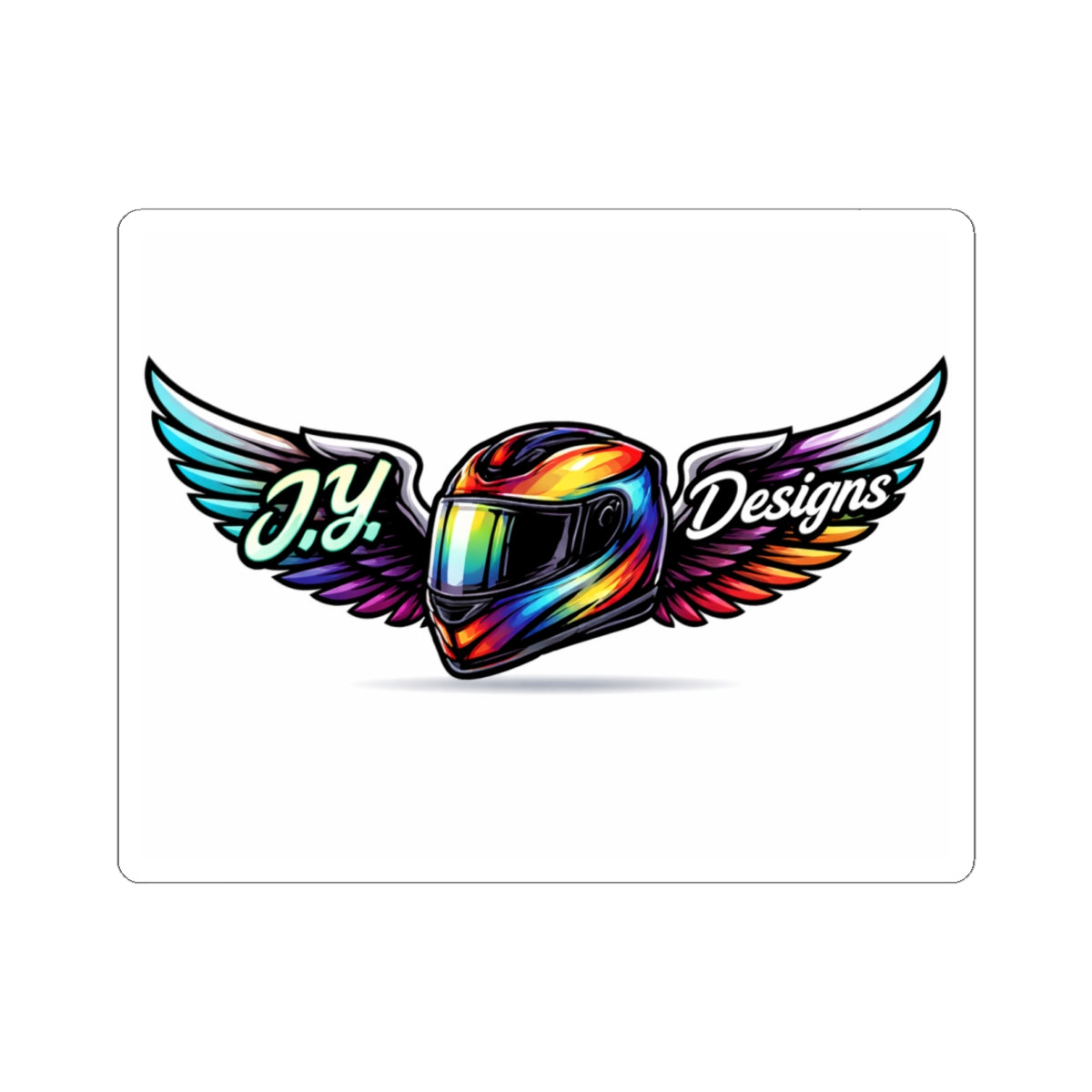 Helmet Wing Kiss‑Cut Sticker — Colorful  Helmet Logo
