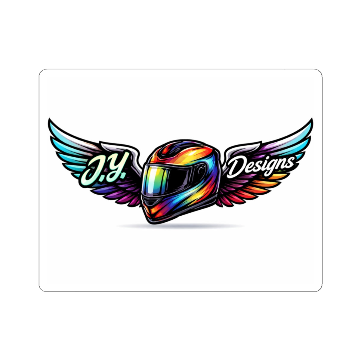 Helmet Wing Kiss‑Cut Sticker — Colorful  Helmet Logo